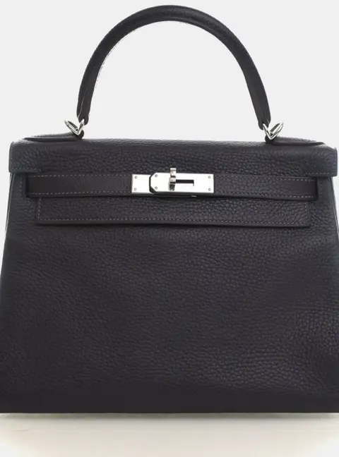 Hermes Kelly 28 Raisin Togo Calfskin Leather Top Handle Bag