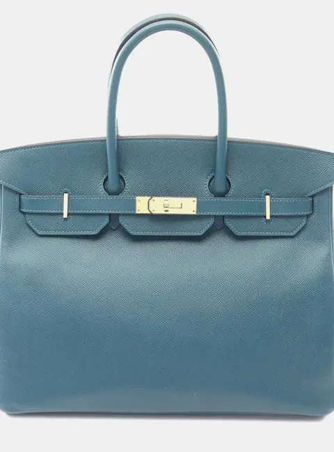 Hermes Birkin Retourne 35 Malachite Epsom Leather Top Handle Bag
