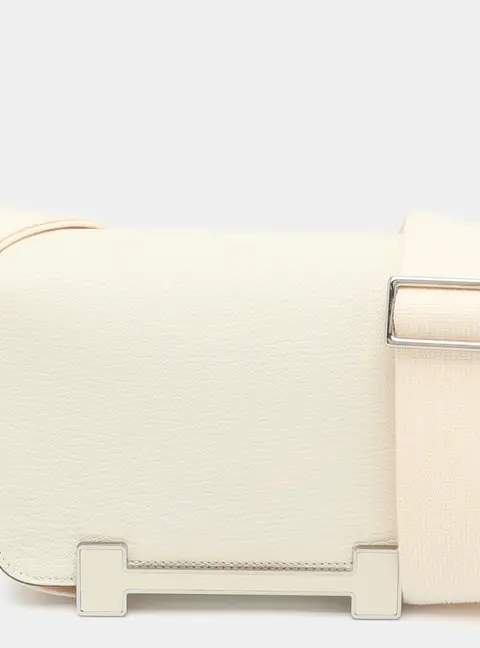 Herm&egrave;s Geta Nata Chevre Mysore Leather Palladium Finish Bag