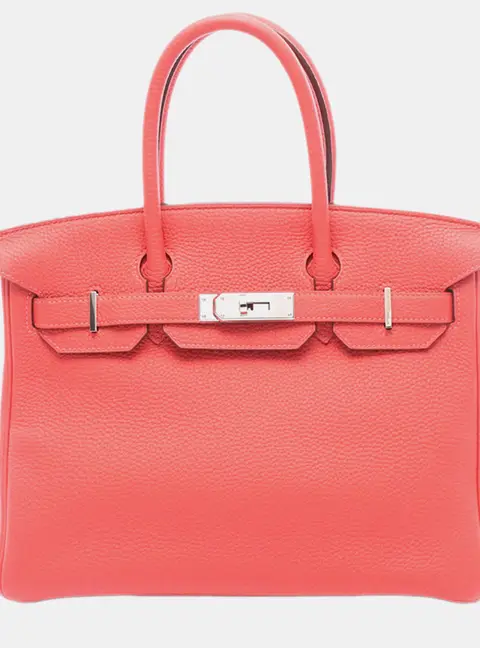 Hermes Birkin 30 Red Togo Calfskin Leather Top Handle Bag