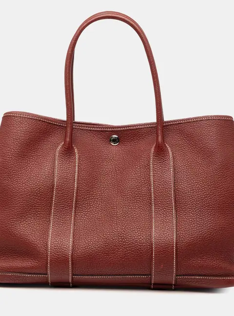 Hermes Garden Party 36 Red Negonda Leather Tote Bag