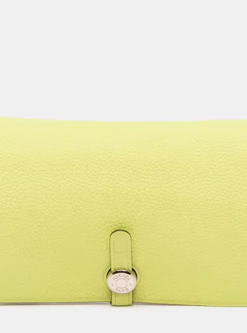 Hermes Dogon Duo GM Yellow Togo Calfskin Leather Wallet Bag