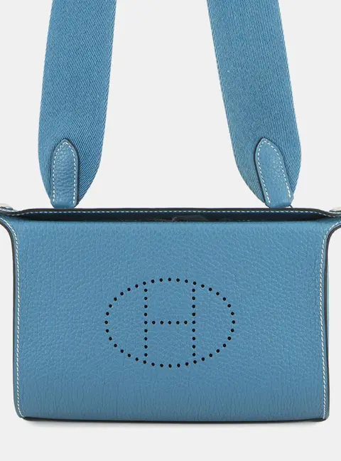 Hermes Vide Poches New Blue Jean Togo Calfskin Leather Crossbody Bag