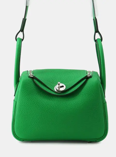 Hermes Lindy Mini Bamboo Taurillon Clemence Leather Top Handle Bag