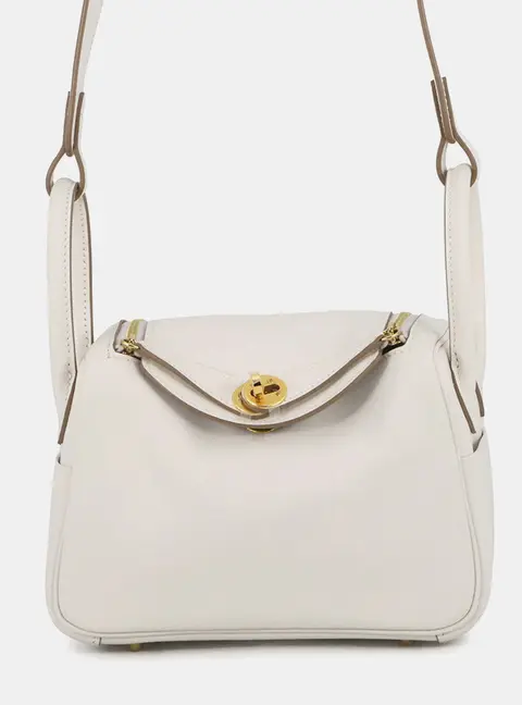 Hermes Lindy Verso Mini Gris Perle Gris Meyer Swift Leather Top Handle Bag