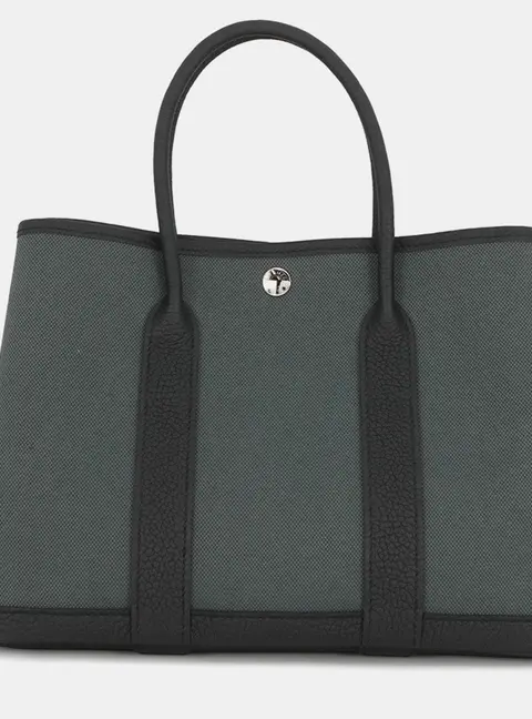 Hermes Garden Party TPM Vert Mangrove Toile H Negonda Leather Top Handle Bag