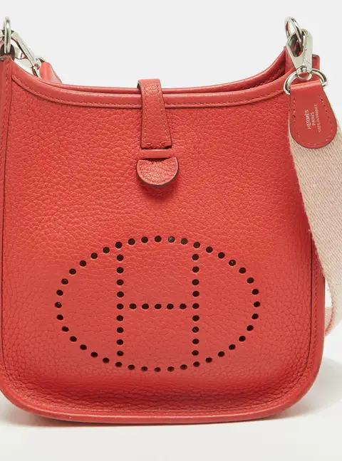 Hermes Evelyne TPM Rouge Pivoine/Sakura Taurillon Clemence Leather Bag