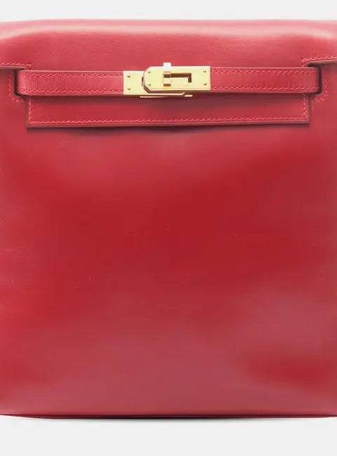 Hermes Kelly Ado Red Calfskin Leather Backpack Bag