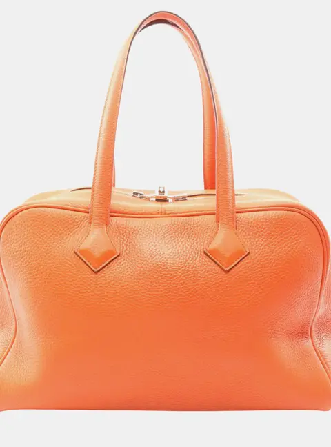 Hermes Victoria II 35 Orange Clemence Leather Top Handle Bag