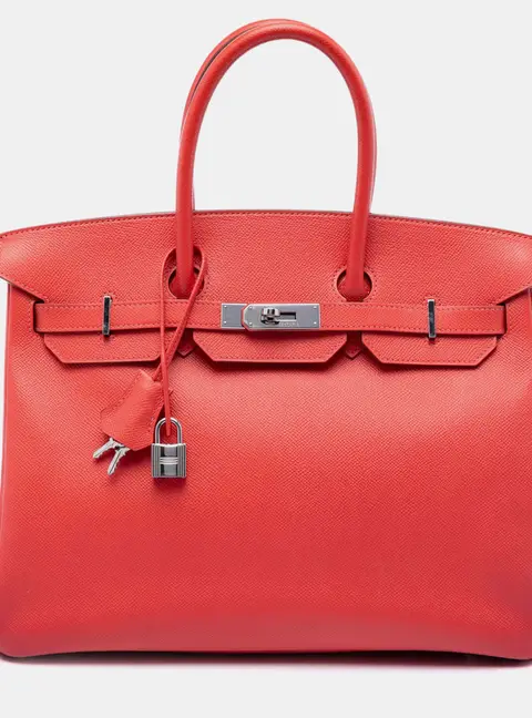 Hermes Birkin Retourne 35 Red Epsom Calfskin Leather Top Handle Bag