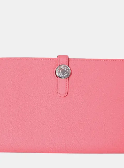 Hermes Dogon Duo Rose Lipstick Togo Calfskin Leather Wallet