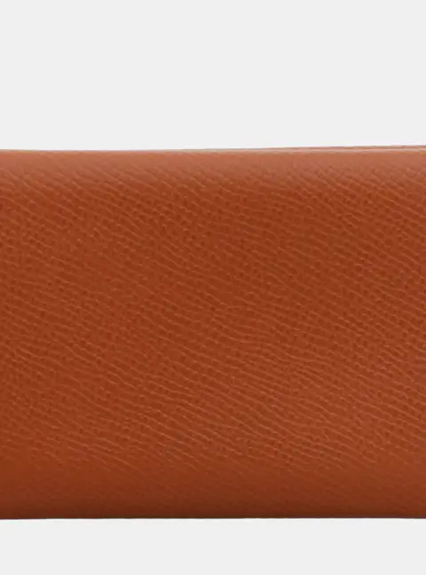 Hermes Calvi Duo Orange Chevre Leather Card Holder