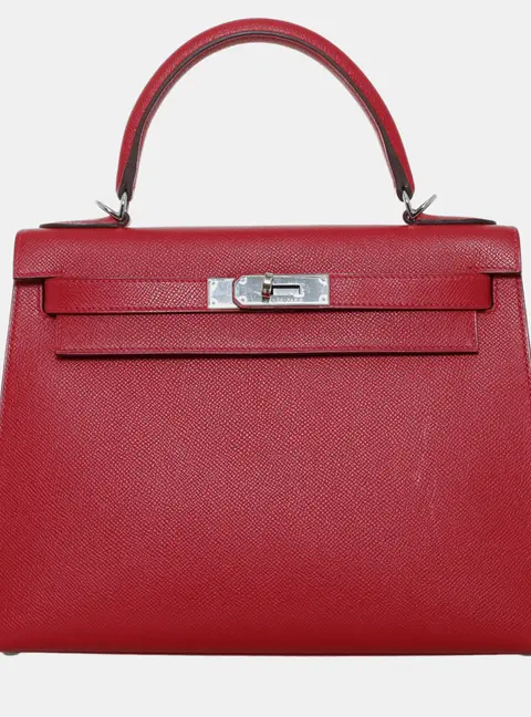 Hermes Kelly 28 Rouge Casaque Epsom Leather Top Handle Bag