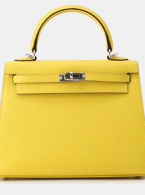 Hermes Kelly Sellier 25 Jaune De Naples Epsom Leather Top Handle Bag
