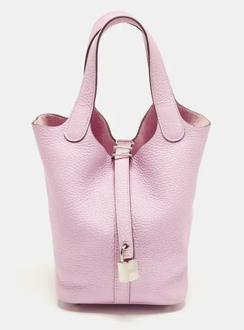 Hermes Picotin Lock 18 Mauve Sylvestre Taurillon Clemence Leather Tote