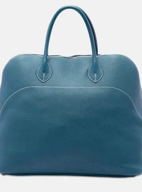 Hermes Bolide Relax 45 Blue Evercolor Calfskin Leather Top Handle Bag