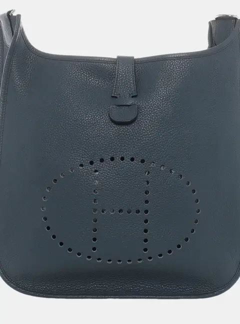 Hermes Evelyne III 33 Blue Jean Clemence Calfskin Leather Crossbody Bag