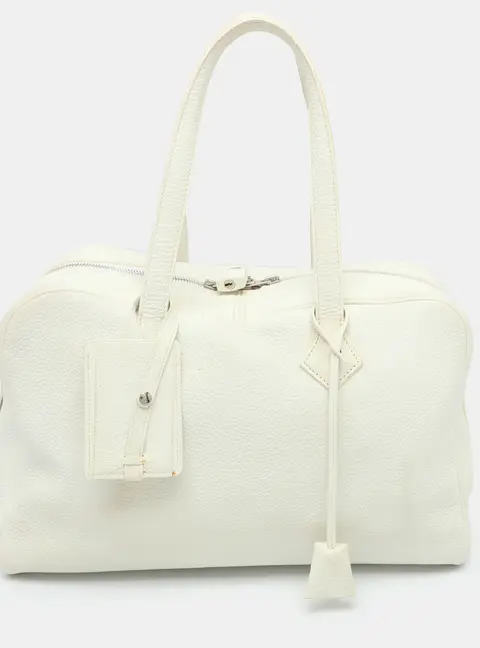 Herm&egrave;s Victoria II Fourre Tout 35 White Taurillon Clemence Leather Bag