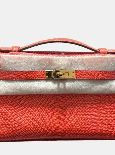 Hermes Kelly Mini Azalea Pink Lizard Leather Top Handle Bag