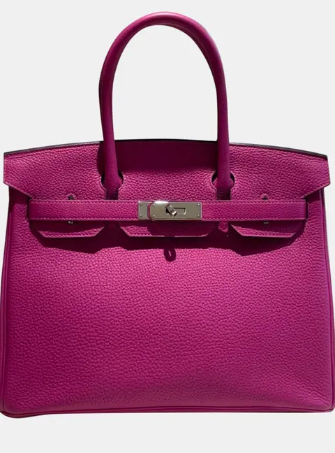 Hermes Birkin 30 Rose Pourpre Togo Calfskin Leather Top Handle Bag