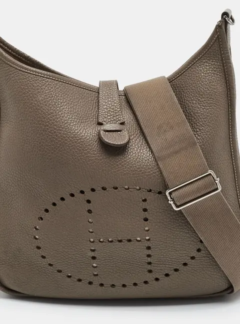 Hermes Evelyne III GM Etoupe Taurillon Clemence Leather Shoulder Bag