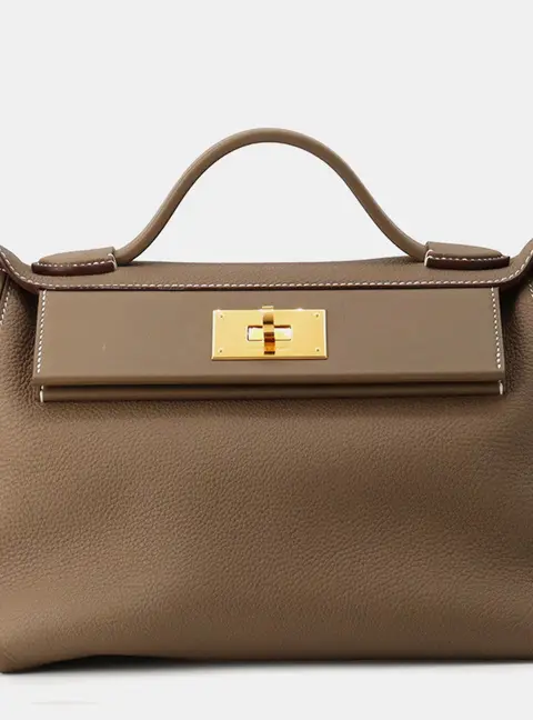Hermes 24/24 29 Etoupe Togo Calfskin Leather Swift Calfskin Leather Top Handle Bag