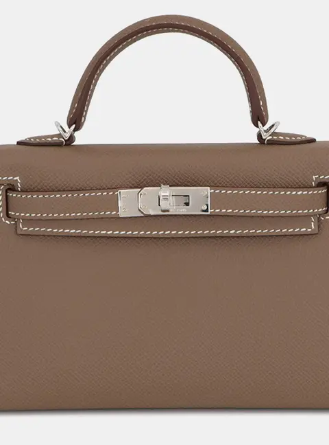 Hermes Kelly Sellier 20 Etoupe Epsom Calfskin Leather Top Handle Bag