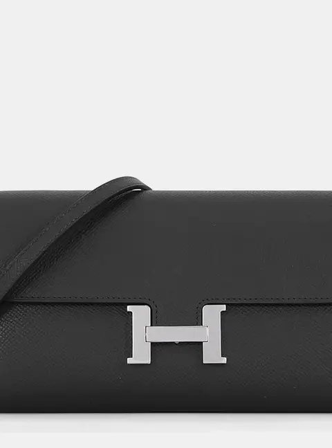 Hermes Constance To Go Black Epsom Calfskin Leather Wallet Bag