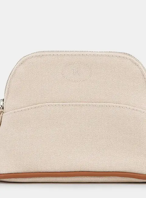 Hermes Bolide Mini Mini Natural Cotton Canvas Cosmetic Pouch Bag
