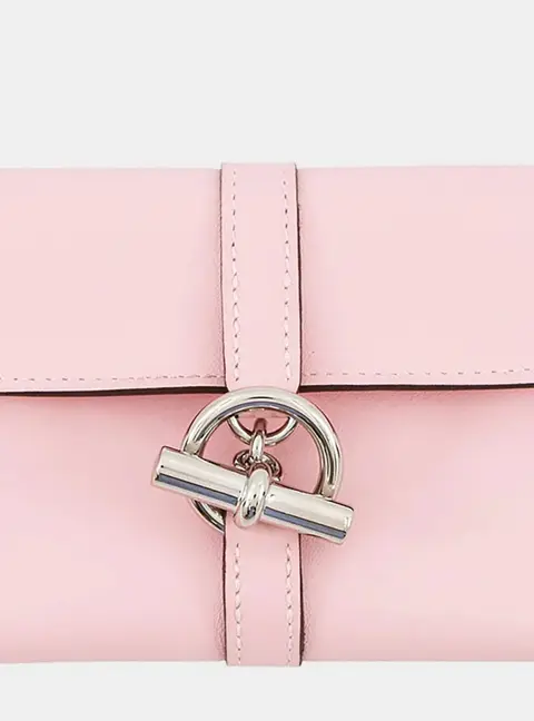 Hermes Glenan Compact Rose Sakura Swift Leather Wallet Bag