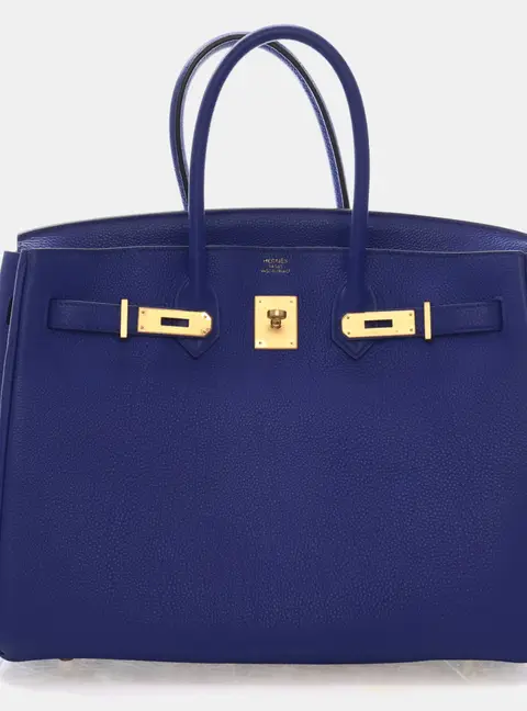 Hermes Birkin 35 Bleu &Atilde;lectrique Togo Calfskin Leather Top Handle Bag