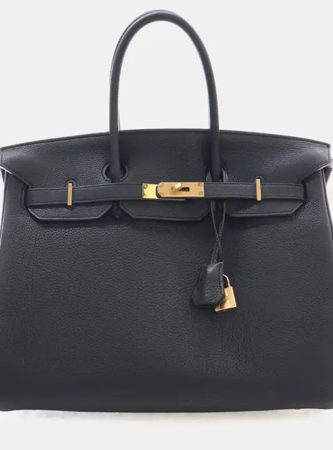 Hermes Birkin 35 Noir Togo Calfskin Leather Top Handle Bag