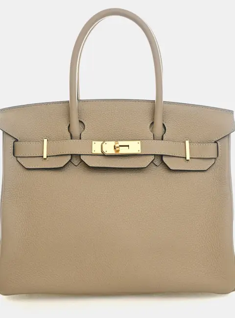Hermes Birkin 30 Beige Marfa Togo Calfskin Leather Top Handle Bag