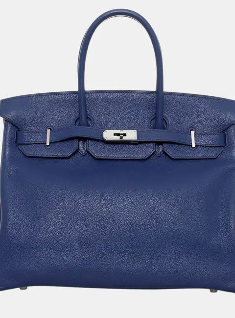 Hermes Birkin 35 Blue Togo Calfskin Leather Top Handle Bag