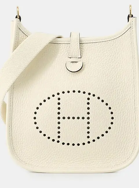 Hermes Evelyne TPM White Taurillon Clemence Leather Shoulder Bag