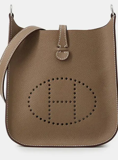 Hermes Evelyne Sellier TPM Etoupe Epsom Leather Shoulder Bag