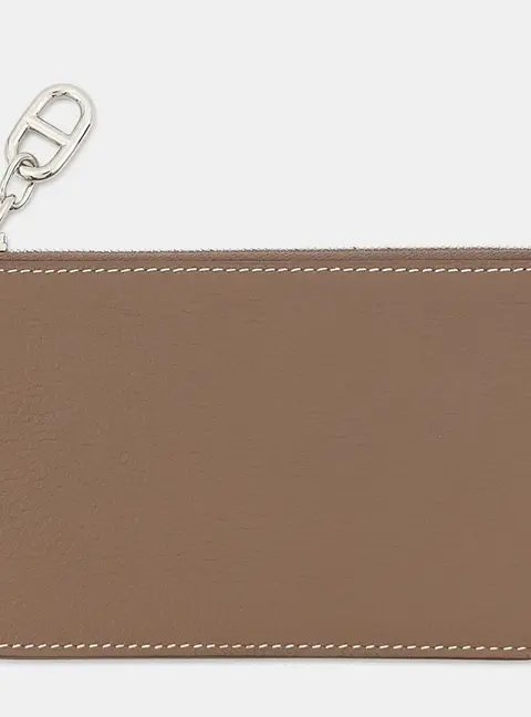 Hermes Zip Ango Etoupe Evercolor Leather Coin Purse Bag