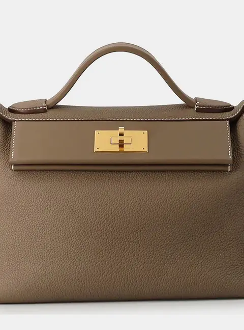 Hermes 24/24 29 Etoupe Togo Calfskin Leather Swift Leather Top Handle Bag