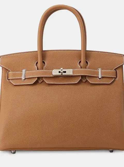 Hermes Birkin 30 Gold Togo Calfskin Leather Top Handle Bag