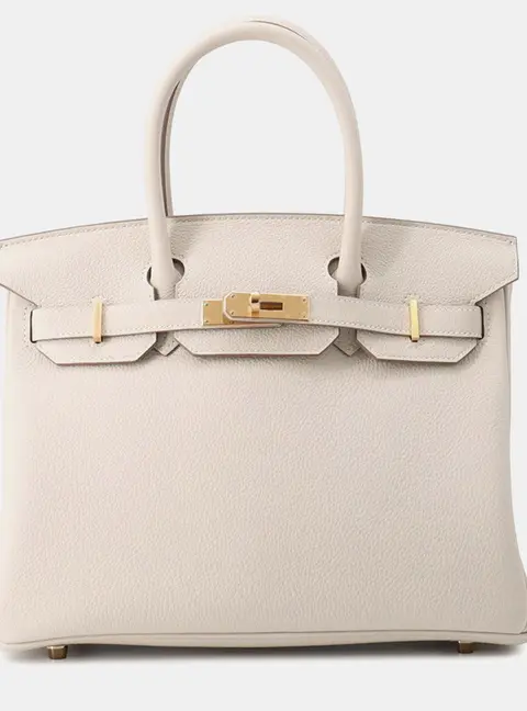 Hermes Birkin 30 Craie Togo Calfskin Leather Top Handle Bag
