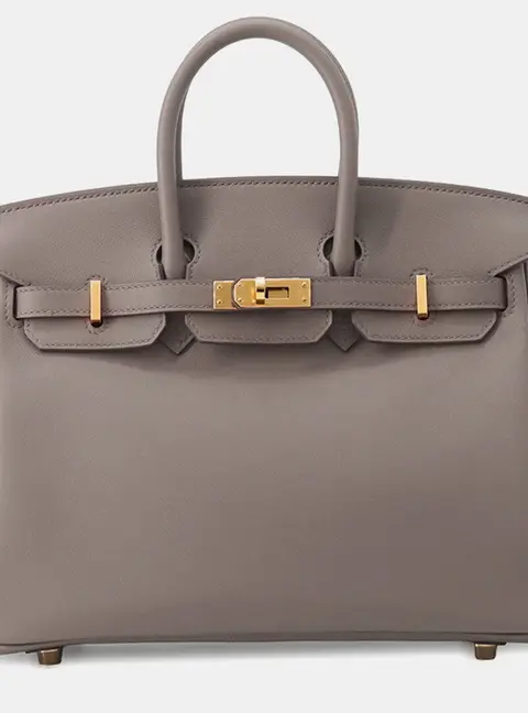 Hermes Birkin 25 Etain Swift Leather Top Handle Bag