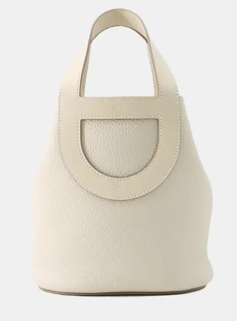 Hermes In-The-Loop 18 Craie Taurillon Clemence Leather Tote Bag