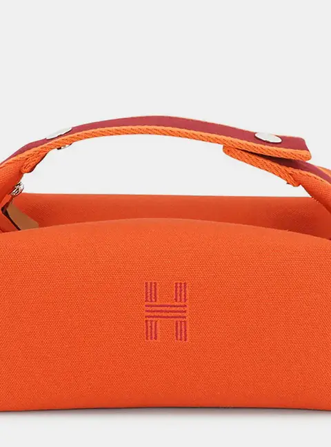 Hermes Bride a Brac PM Orange Feu Canvas Pouch Bag
