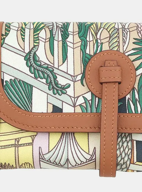 Hermes Animapolis Gold Multicolor Swift Leather Silk Wallet