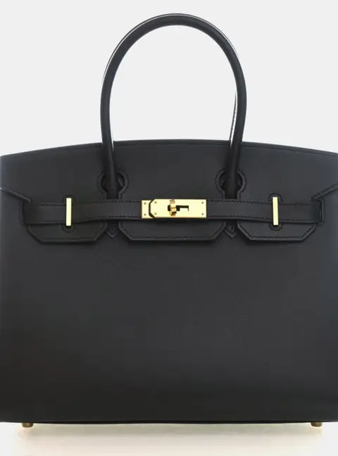 Hermes Birkin 30 Noir Veau Madame Leather Top Handle Bag