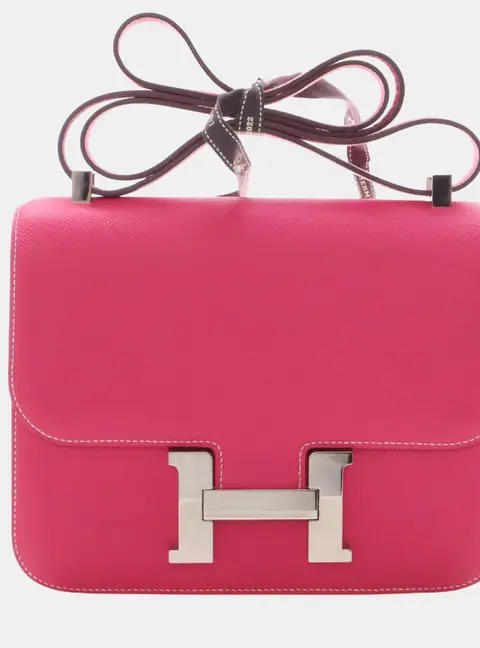 Hermes Constance 24 Rose Tyrien Epsom Calfskin Leather Shoulder Bag