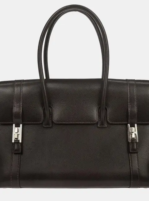 Hermes Drag II 32 Ebene Veau Grain Lisse Leather Top Handle Bag