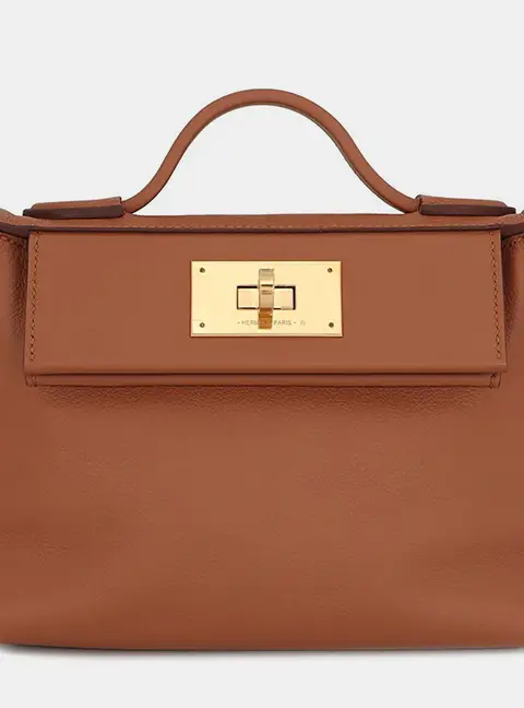Hermes 24/24 Mini Gold Evercolor Swift Leather Top Handle Bag