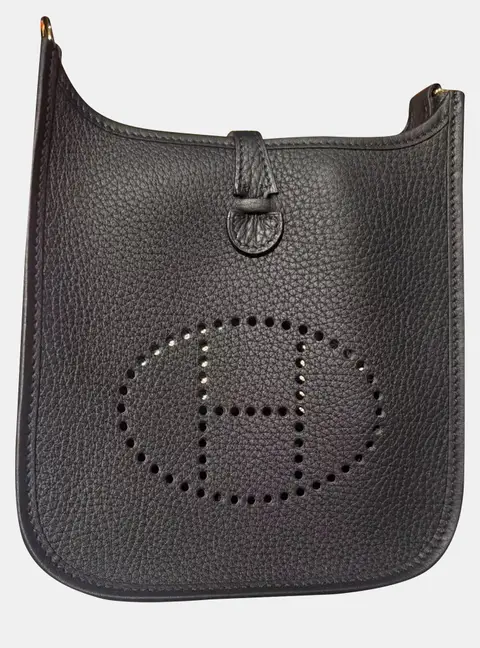 Hermes Evelyne Mini Black TC Leather Shoulder Bag