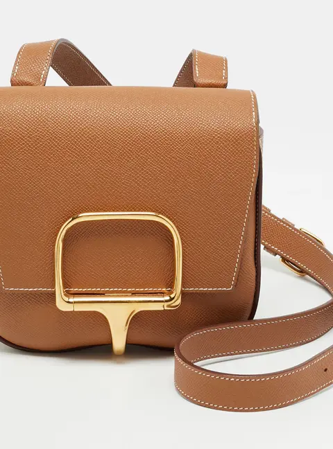 Herm&egrave;s Della Cavalleria Mini Gold Epsom Leather Crossbody Bag